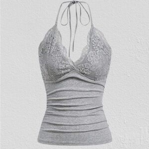 Womans cute grey mesh design halter top